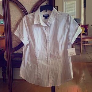 NEW - Liz Claiborne button down T with pinstripes